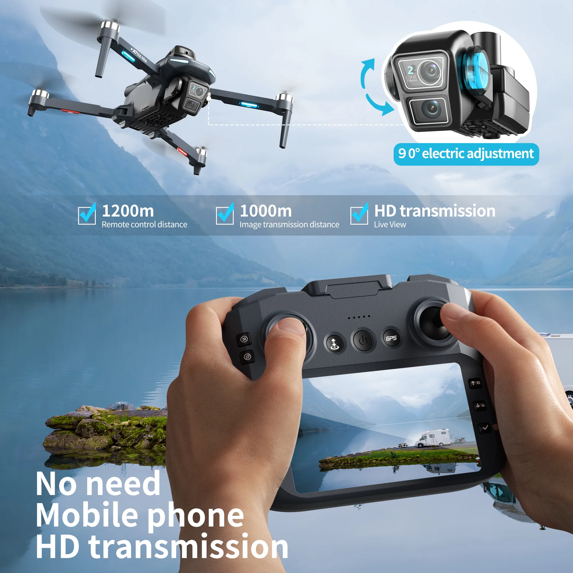 Drone GPS Lenovo XT606 MAX con - Drone Gps Mount recensione e prezzo